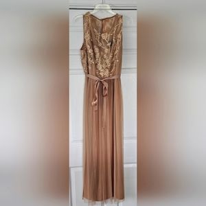 Floor length golden dress